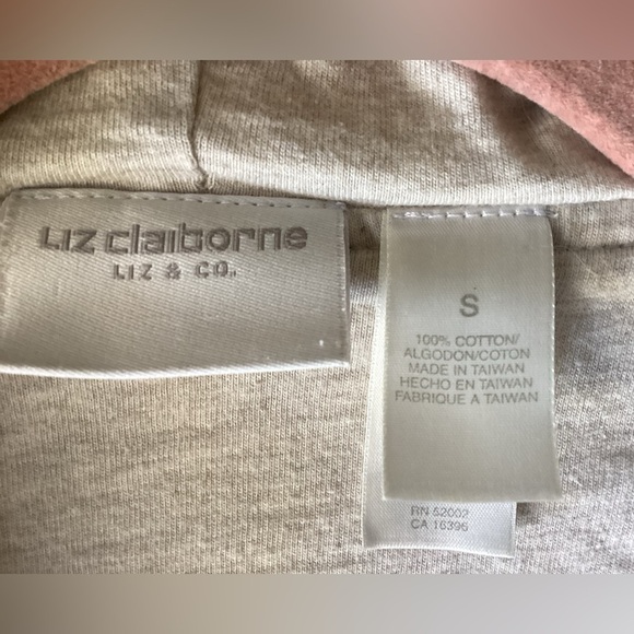 Liz Claiborne Hooded Textured Cotton Cardigan Sweatshirt Zip Up White - Small. - Picture 5 of 7